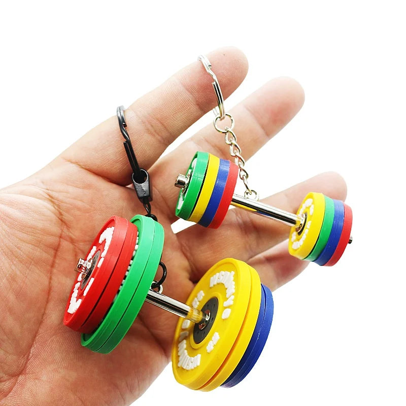 5 lb 3D Zinc Alloy Weight Hammer Rubber Plate Compass Keychain Exercise Gym Fitness Dumbbells Weightlifting Anime DIY Strength