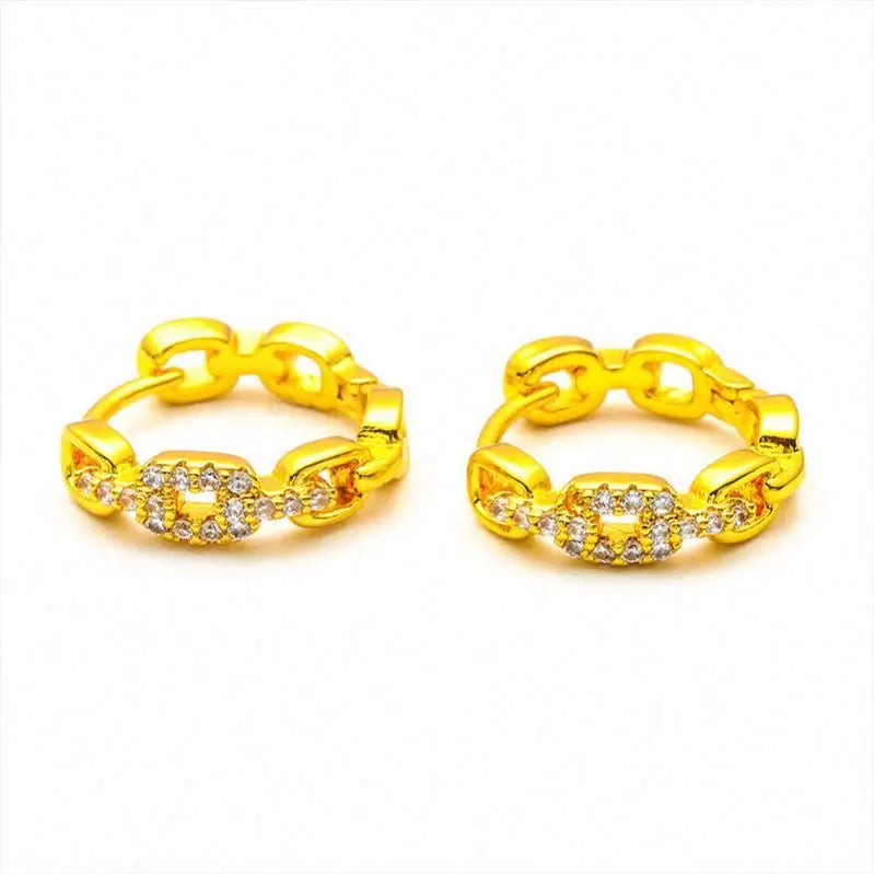 Plated Gold Girls Spot Drill Round Earrings Wholesale Live Delivery Cross-Border Sold Jewelry