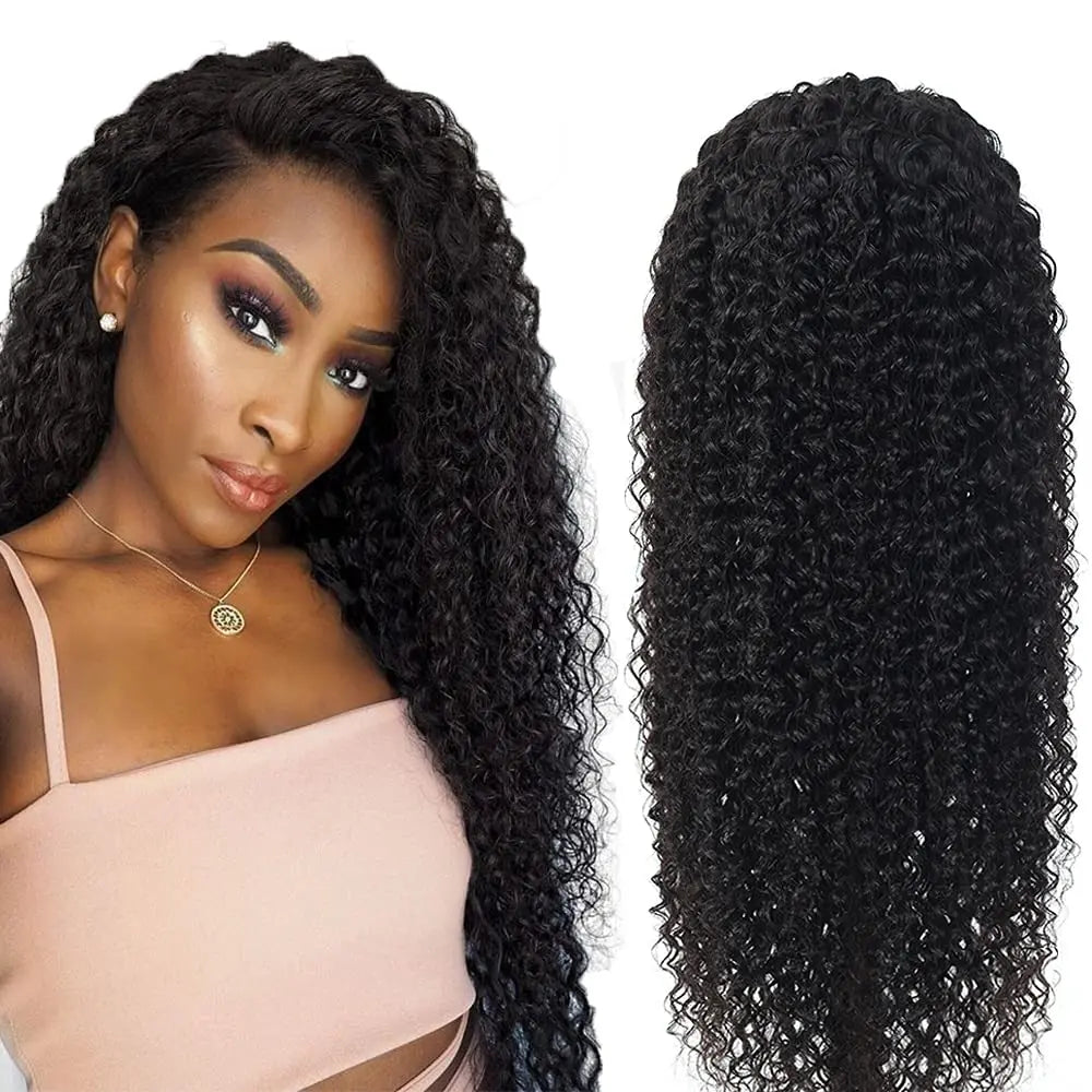 Free Shipping Ready Ship Transparent Remy Kinky Curly Deep 10-34Inch Brazilian Straight 13x4 Full Front Human Hair Wigs Black