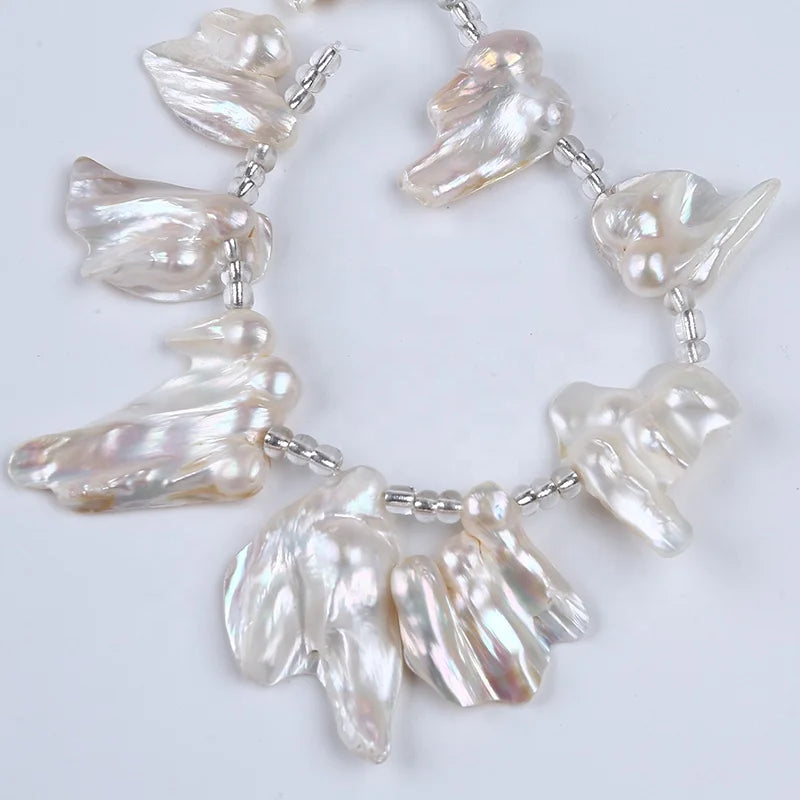 Wholesale White 15-28*20-34mm Irregular Shape Baroque Freshwater Pearl Beads Strands