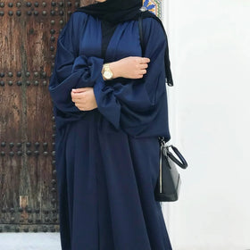 Yiwu New Kaftan Abaya Islamic Satin Ethnic Long Maxi Dress Women Open Abaya for Muslim Women Spring/Summer/Autumn Plain