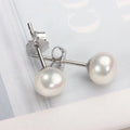 JC Crystal Pearl Stud S925 Silver Earrings   Luxury 6-14mm Freshwater Cultured Pearl Earrings Studs
