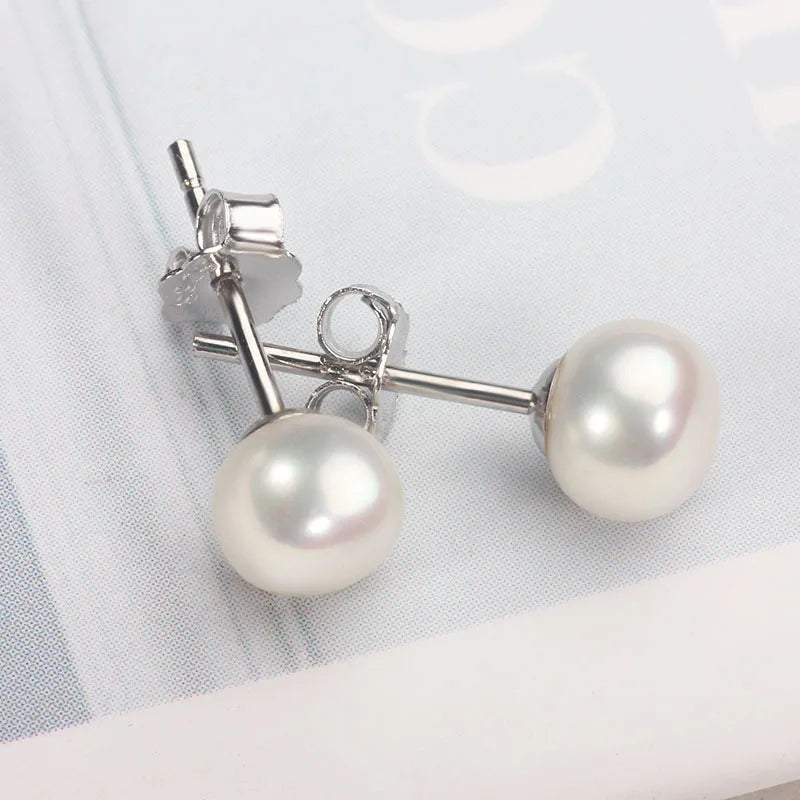 JC Crystal Pearl Stud S925 Silver Earrings   Luxury 6-14mm Freshwater Cultured Pearl Earrings Studs