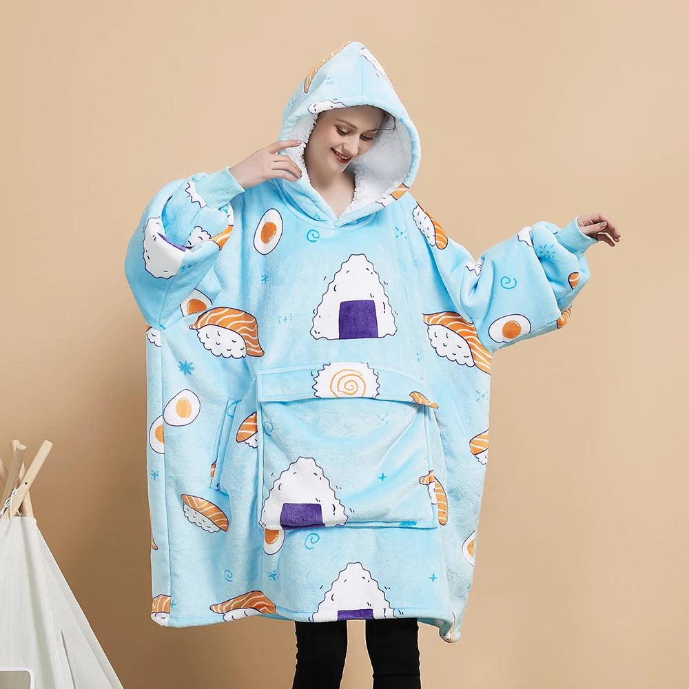 Home Textile China Hooded Giant Wearable Sweatshirt Custom Flannel Fleece Sherpa Oversize Blanket Hoodie