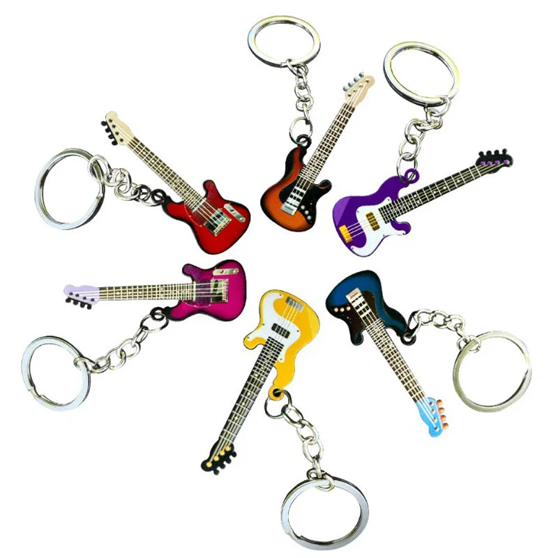 Promotional Souvenirs Gift Mini Metal Guitar Keychain Custom Hard Enamel Keychain Charms