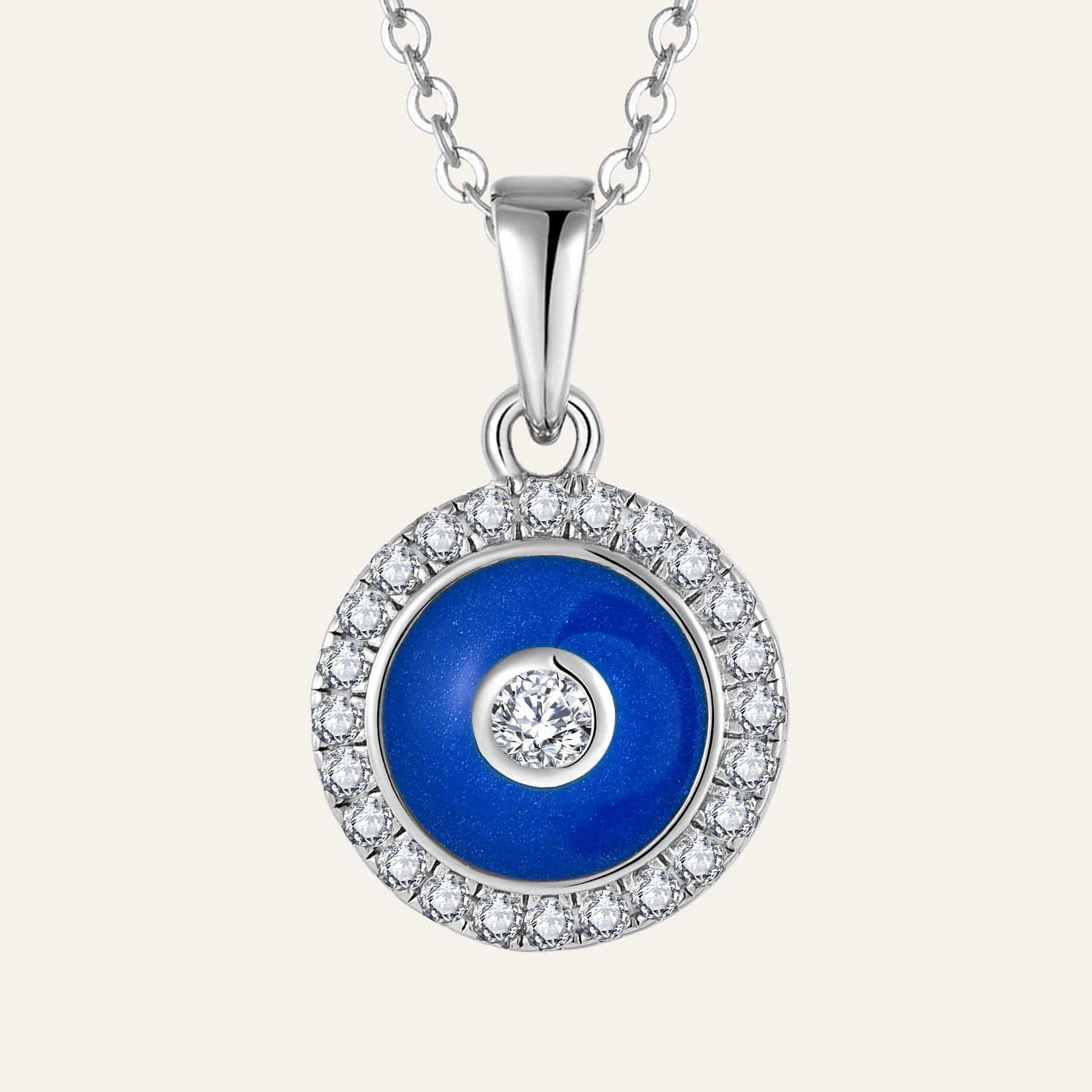 925 Sterling Silver Pendants Necklace Jewelry Enamel Zircon Single Eye Charms
