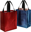 Glossy Reusable Grocery Shopping Tote Bag with Black Handle Recyclable Present Bag for Weddings