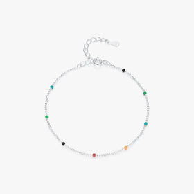 925 Sterling Silver Sweet Cute Fine Jewelry for Women Female Hypoallergenic Bracelet Colorful Enamel Beaded Bracelets