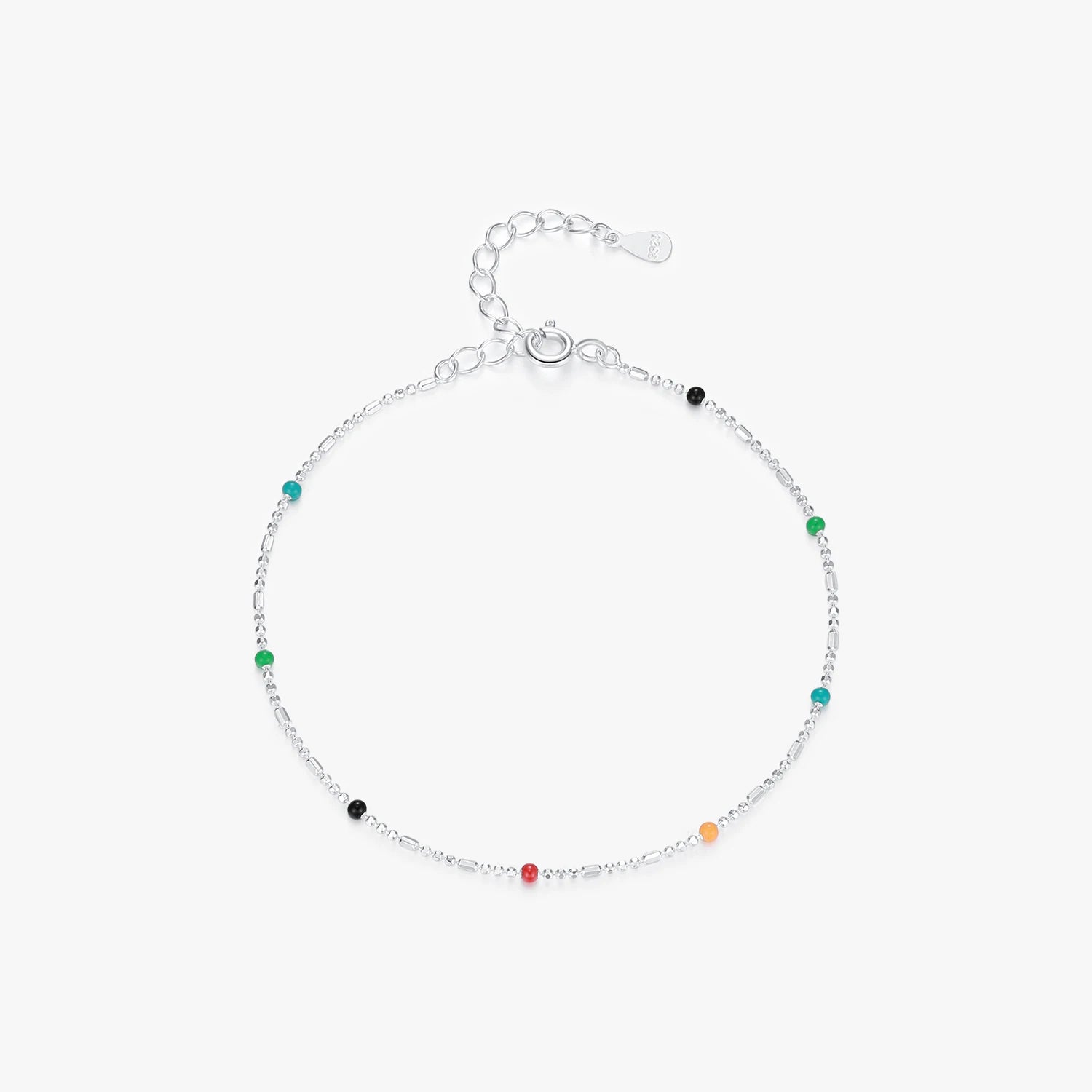 925 Sterling Silver Sweet Cute Fine Jewelry for Women Female Hypoallergenic Bracelet Colorful Enamel Beaded Bracelets