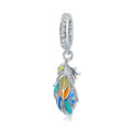 925 Sterling Silver Colorful Enamel Feather Charms Beads Fit Original Bracelet Charms Silver 925 Jewelry BSC304