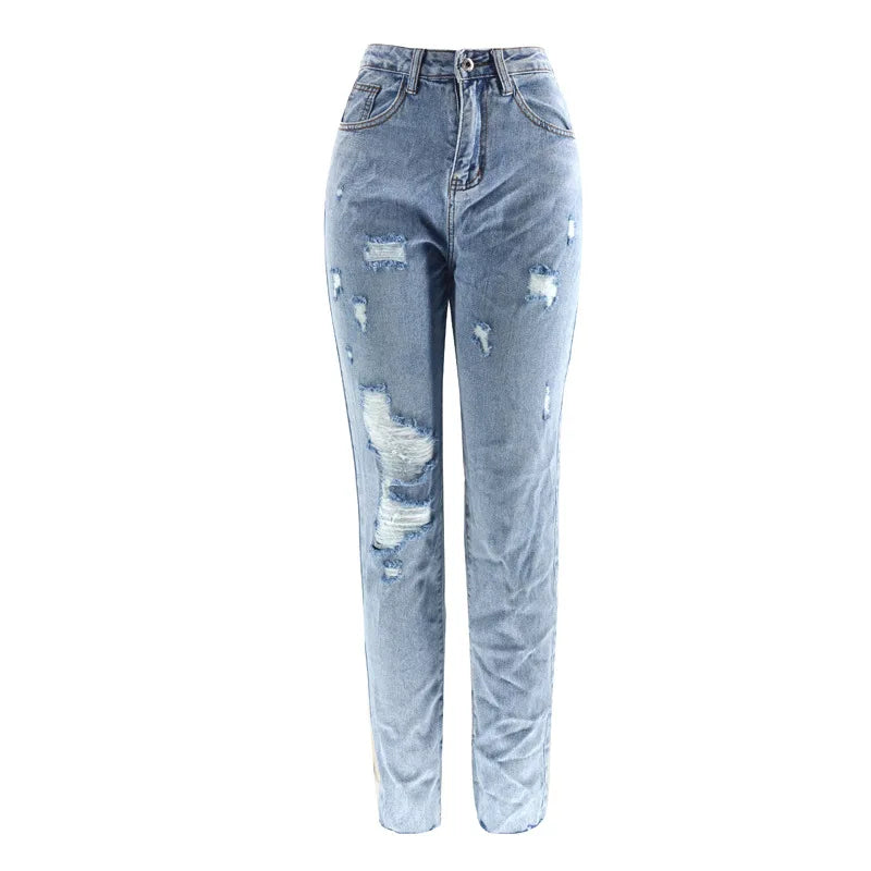 Nanchang Auyan New Ladies Ripped Jeans Highwaisted Women Cloose Straight Jeans