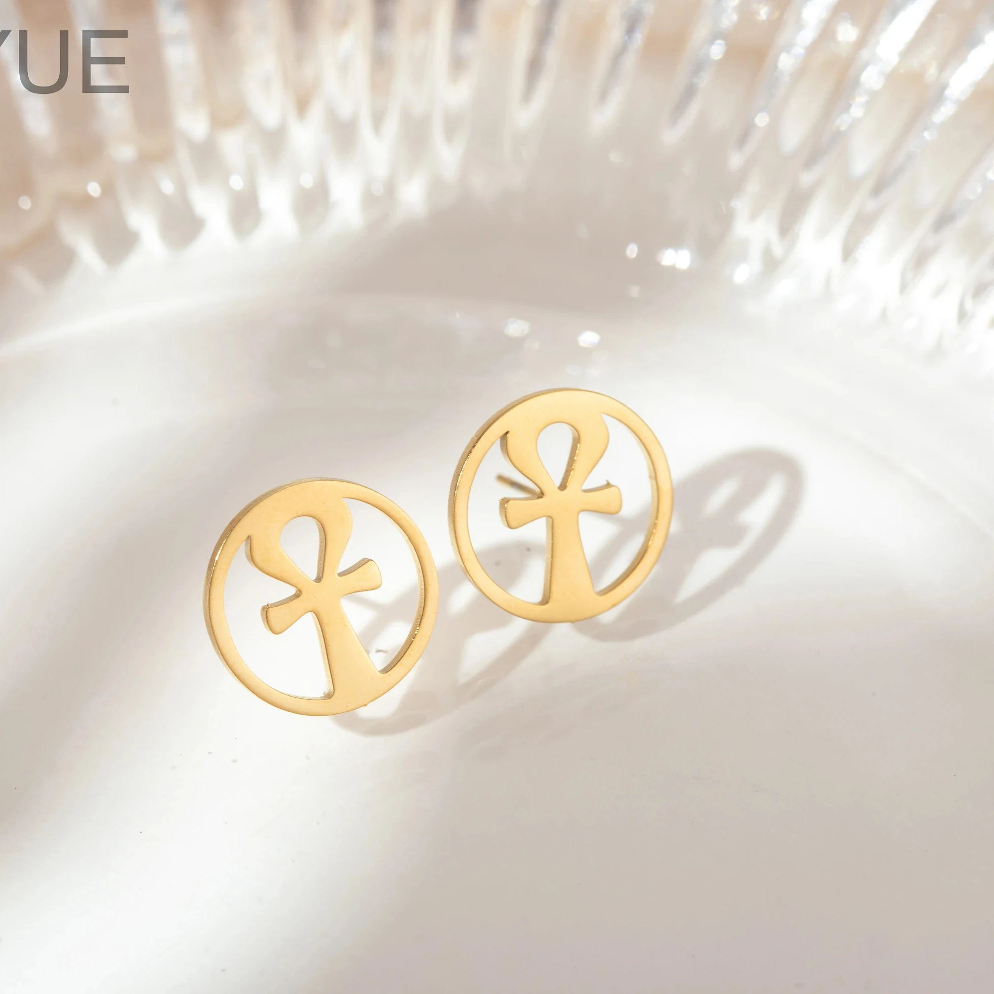 XUNYUE Stainless Steel Ankh Stud Earrings for Women Girls Africa Egypt Nile Key Traditional Ancient Egypt Ethnic
