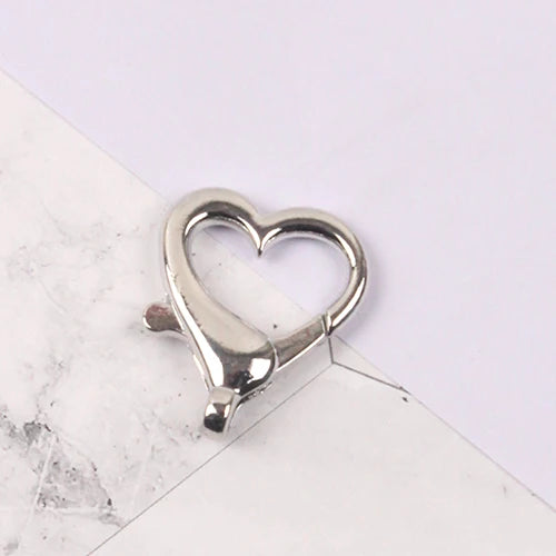 DIY Hardware Accessories Zinc Alloy Heart Lobster Buckles Nickel Plated Snap Hook Clip Jewelry Necklace Clasp MegaBDM