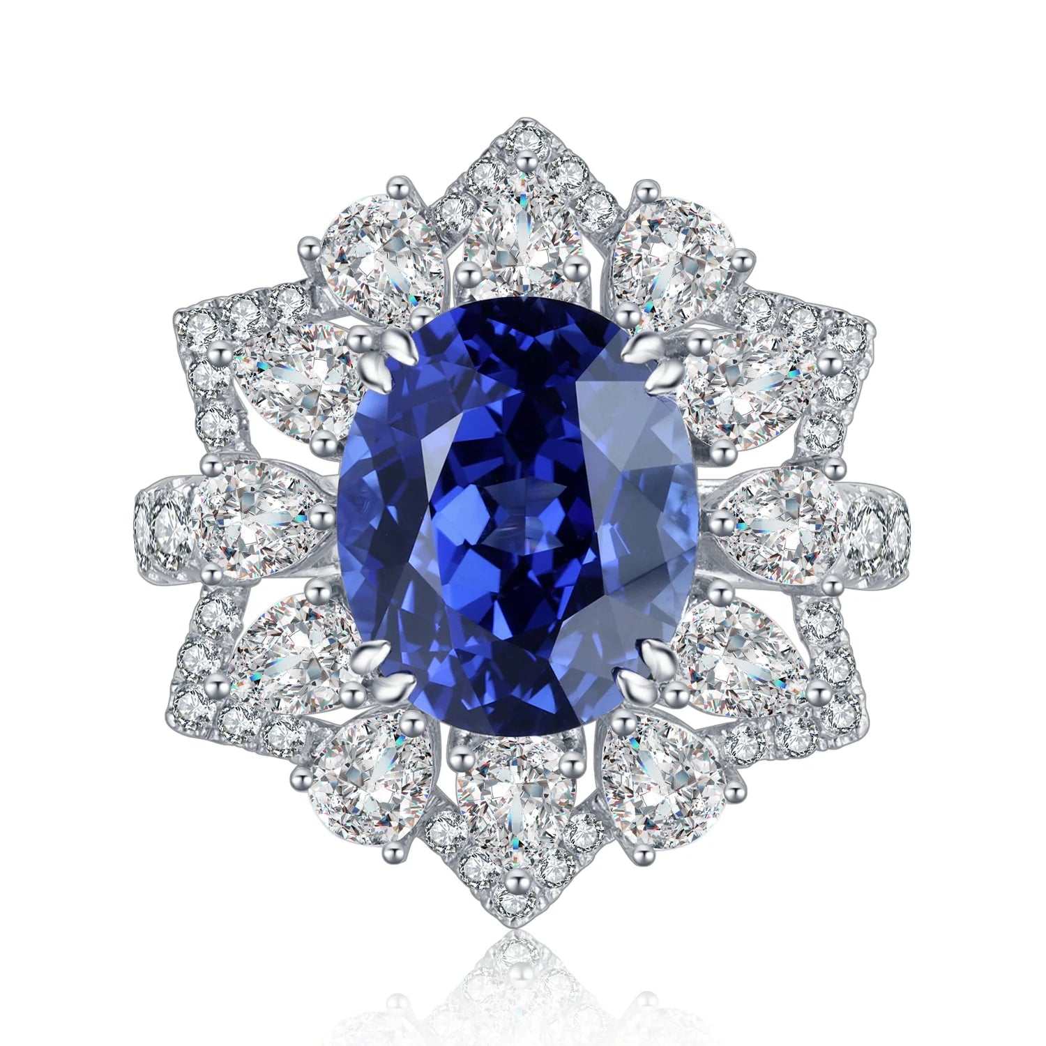 Hot Lab Grown Blue Sapphire Ring Gemstone Classical Jewelry Vintage 9K Gold Ring for Women Men