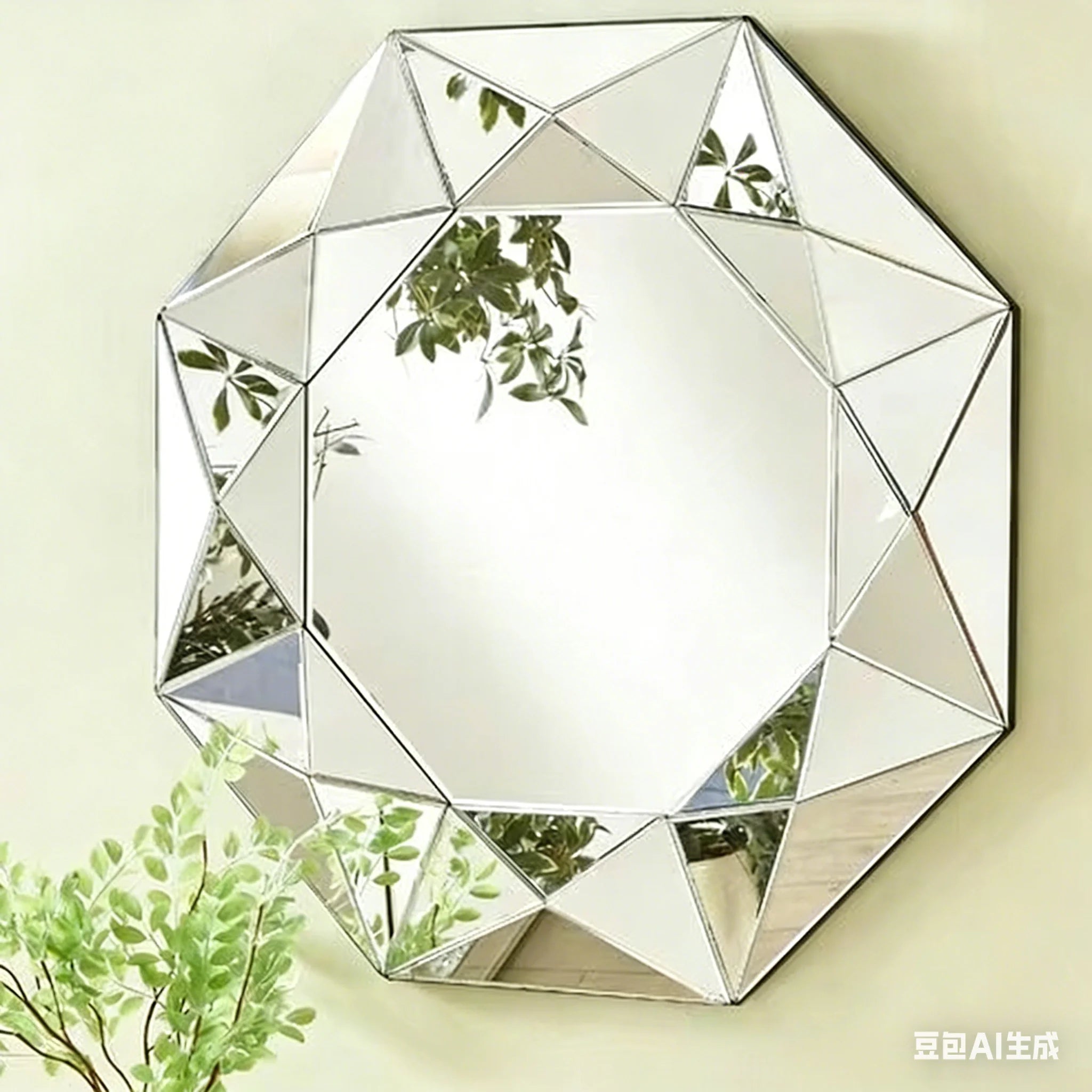VXin Mirror WXM-1719 Luxury Modern Silver Glass 3D Handmade Decorative Wall Mirror Home Decor for Living Room Bedroom