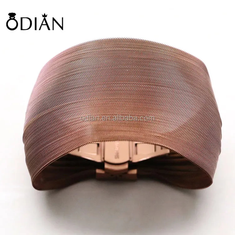 New Arrival Europe and American Stainless Steel Wire Woven Mesh Jewelry Gold Plated India Jewelry Wide Mesh Bracelet for Girls