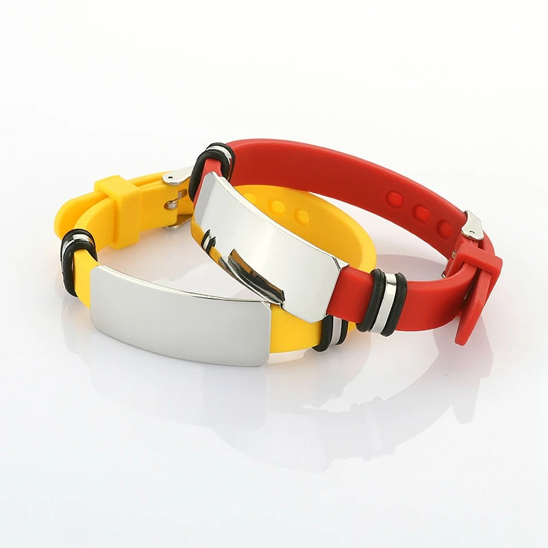 Blank Silicone Wristband Bracelet Engraved Bar Stainless Steel Customized Silicon Wristband MegaBDM