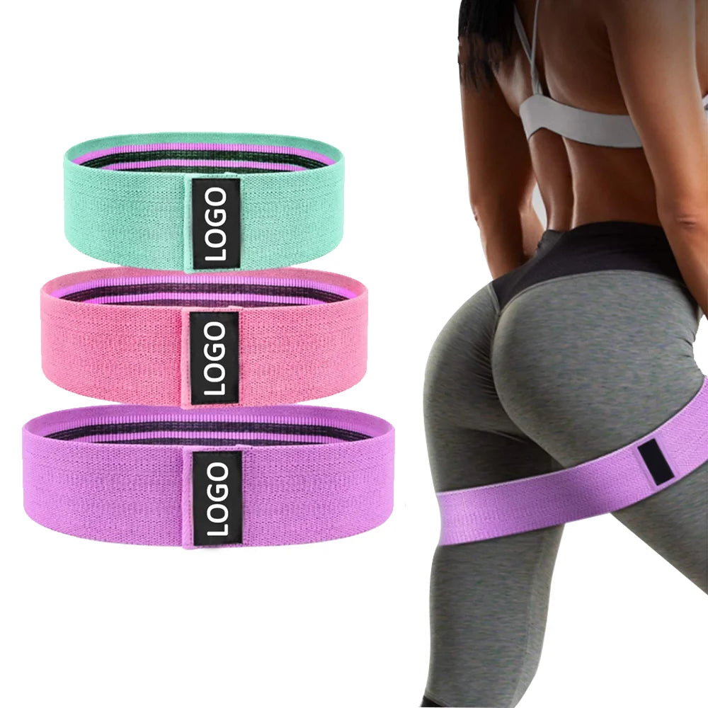 Wholesale Gym Equipment Latex Elastic Fabric Fitness Resistance Exercise Band Set With Logo