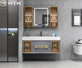 Modern Bathroom Vanity Luxury USA Popular Grey Colored Solid Wood Cabinet With Marble Top and Wash Basin