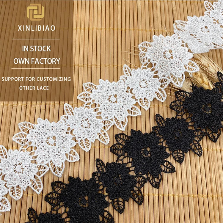 Water Soluble Polyester Embroidered Lace Pajamas Decorative Clothing Accessories African Lace Lace Trim for Bags Wholesale