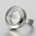 Real U Jewelry Custom Photo Jewelry Finger Ring 20mm Mini Floating Locket Ring 316L Photo Memory Glass Floating Locket Rings