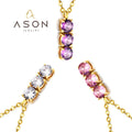 Ason Wholesale Custom Necklace Women 18K Gold Plating Jewelry Stainless Steel Amethyst Natural Crystal Stone Pendant Necklace