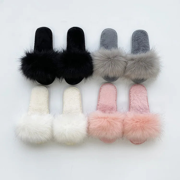 2021 Quick Shipping Spring Autumn Winter Warm Fashion Cheap Women's Indoor Fluffy Fur Slipper Slider