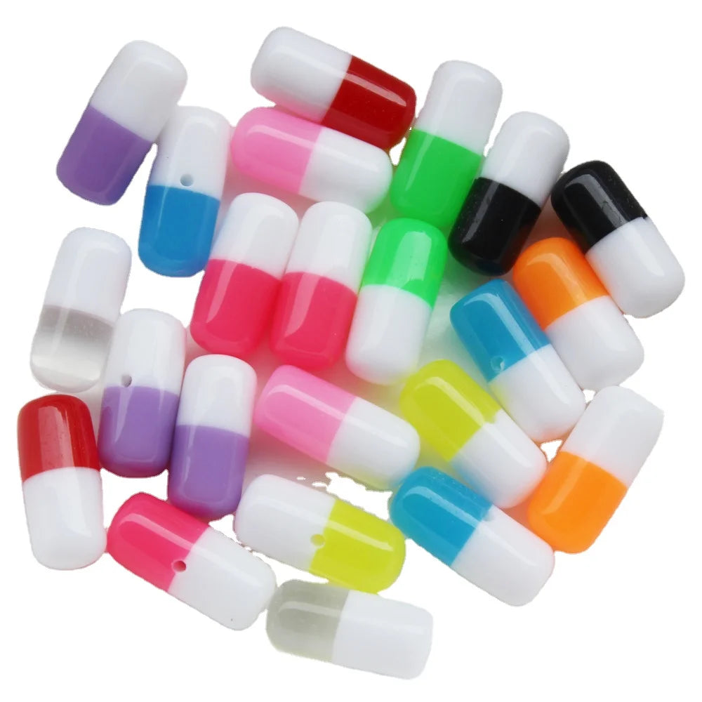 Lot of 500pcs 12x6MM Half-Hole Pill Resin Beads Colorful Capsule Candy Earring Jewelry Making Findings