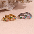Colorful Zircon Huggie Hoop Earrings Gold Plated Jewelry 316L Stainless Steel Jewelry Wholesale