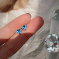 New Arrival Trendy Fashion Pure 925 Sterling Silver Sea Lake Blue Zircon Heart Shape Stud Earrings for Women Girls