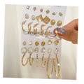 Fashion Gold Color Pearl Rhinestone Big Hoop Earrings Set for Women Jewelry Wholesale