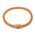 Fashion Hip Hop Women's Stainless Steel Gold Plated Rainbow Color Enamel Thin Cuban Link Chain Bracelet for Anniversary