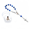 Custom Religious Crystal Rosary Bracelet with Baptism Beads Double Cross Pendant Curved Clasp Prayer Gift