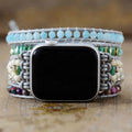 Bohemian Style Handmade Fashion Wrap Bracelets Gemstone Watch Band with Natural Materials for Woman
