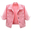 Hot Sell Denim Jackets Women Tops Candy Color Solid Short Slim Vintage Casaco Feminino Three Quarter Sleeve Jaqueta Feminina