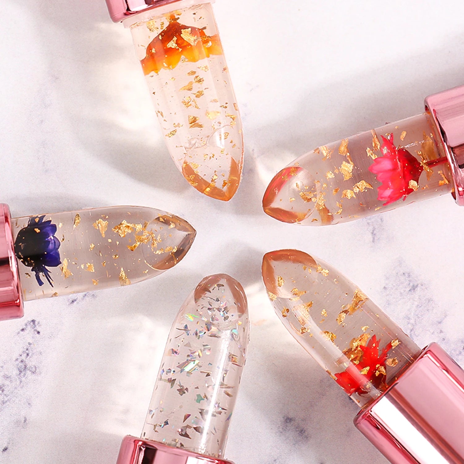 Wholesale in Stock New Design Multi Color with Flower Change Lady Flower Lipsticks Private Label