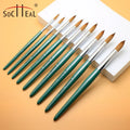 Nails Supplies Salon Green Wood Handle Round Shape 100% Kolinsky Acrylic Hair Nail Art Brushes for Nail Beauty