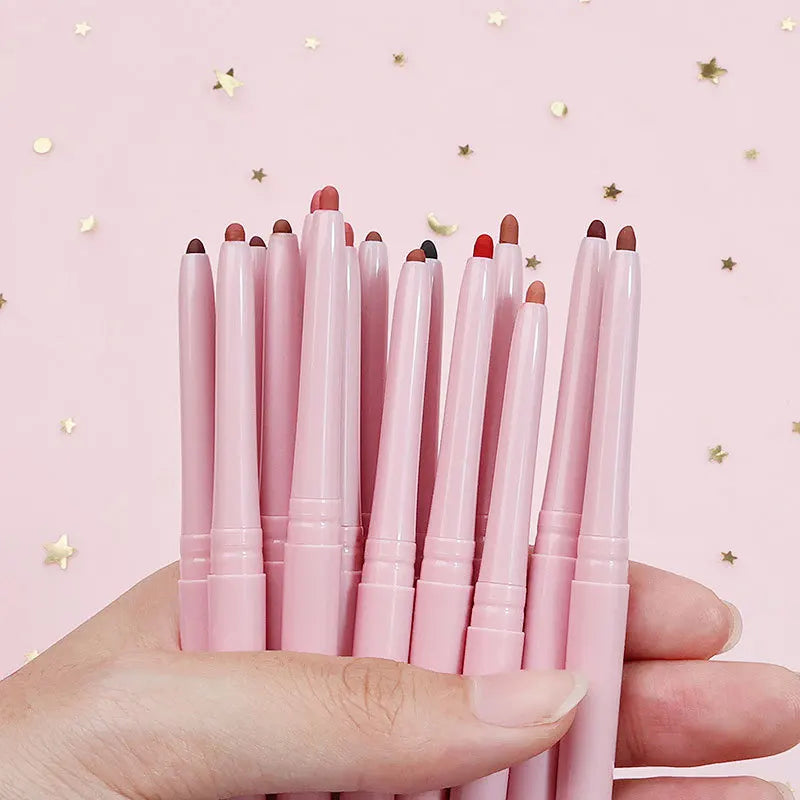 Pink Vegan Retractable Creamy Lip Liner Black Women Custom Logo Private Label Makeup Matte Waterproof  Lipliner Pencil