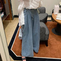 Wholesale 2026 Spring Retro Small Crowd High Waist Versatile One Button Pleated Design Loose Straight Leg Wide Leg Women's Jeans