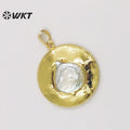 WT-JP303 Lovely Delicate Pendant Round 18k Gold Plated Vintage Pendant Women's Jewelry Accessories Freshwater Pearl Pendant