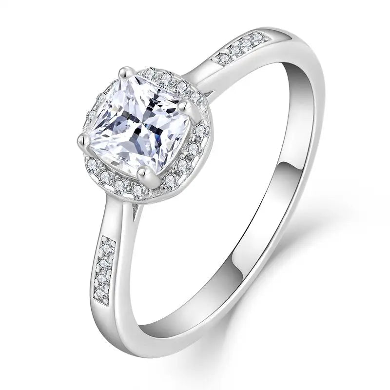 Luxury Micro Paved Moissanite Ring 925 Silver Women's Wedding Jewelry Big Square Cut Environmentally Friendly