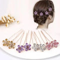 Flowers Bride Hair Clip Set U Shape Hairpin Crystal Wedding Hair Accessories