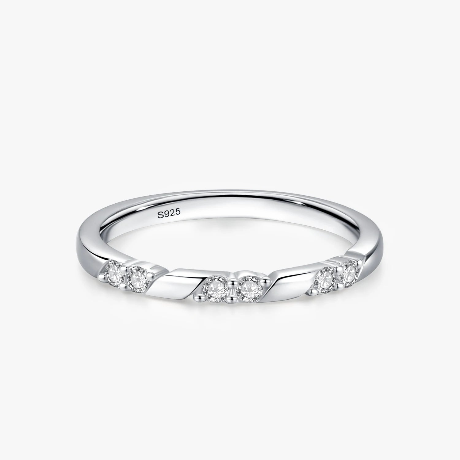 Ailmay 925 Sterling Silver Minimalism Elegant Cubic Zirconia Stackable Finger Ring Hypoallergenic Wedding Jewelry for Women Gift