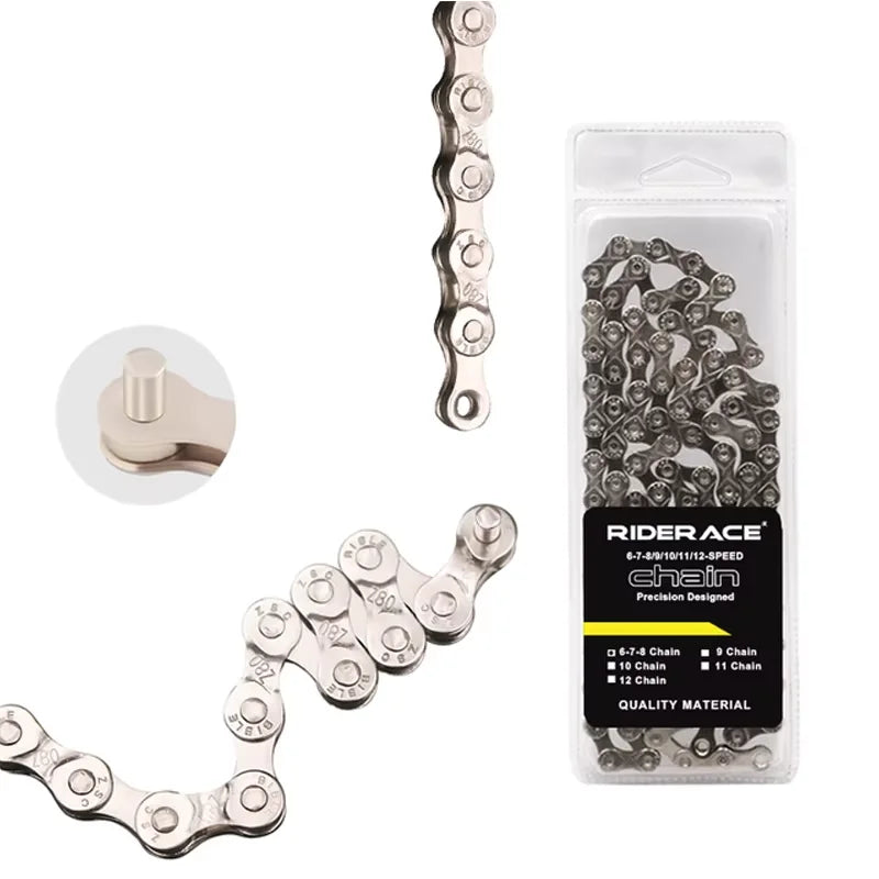 RIDERACE Bicycle Chain Components Durable Rustproof Anti-corrosion MTB Road Bike6/7/8/9/10/ Single Speed Chain Quick Link Parts