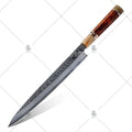 KEENHOPE Handcrafted 103 Layers Damascus SKD11 SLD Blade 270MM Yanagiba Buffalo Horn 925 Silver Ring Woolystone USA Ironwood