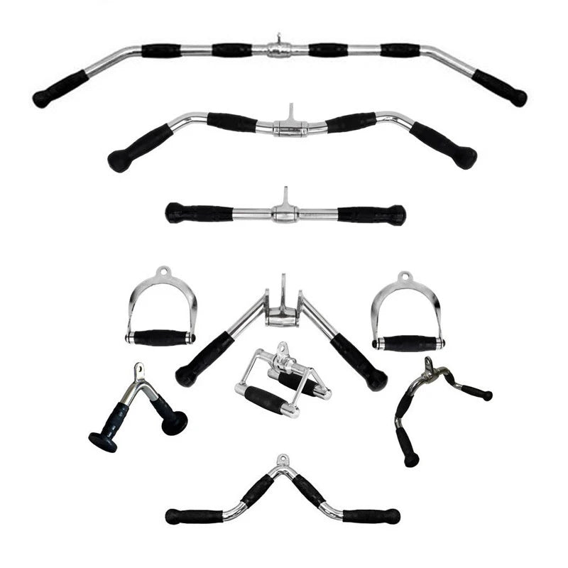 Factory Cheap Multi Gym Accessories Fitness Equipment Flat Handle Grip Gym Bar Triceps Push Down Pull Down Bar Set