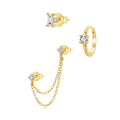 925 Silver Fine Platinum Plated Petal Tassel Zircon Thread Hoop Earrings Set Trendy European American Wedding Jewelry Hot Sell