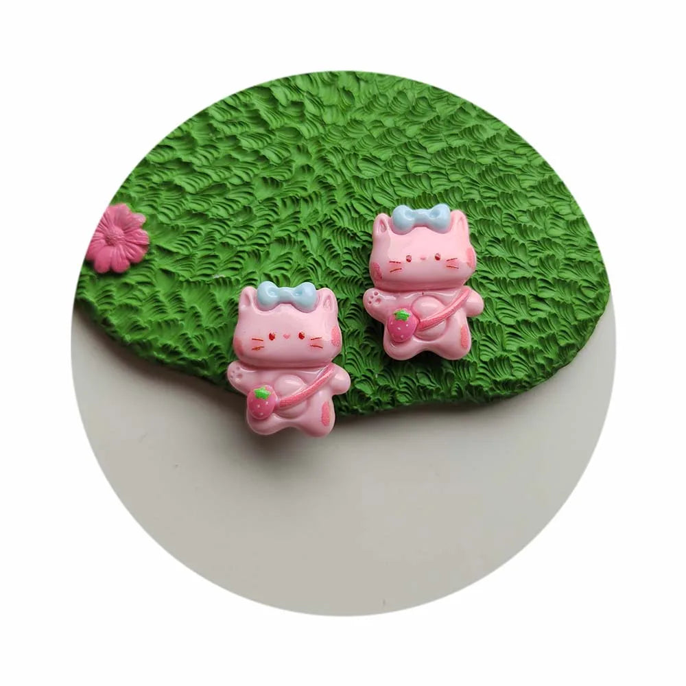 New 100Pcs Lovely Cartoon Animal Theme Resin Charms Flatback Cabochons Mini Panda Bear Rabbit Cat Slime Charms for DIY Decor