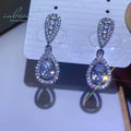 Silver 925 Original Total 2 Carat Brilliant Water Drop Cut Diamond Test Past D Color Pear Moissanite Stud Earrings Fine Jewelry