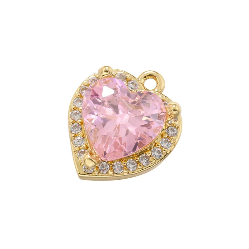 MIENTER Zircon Heart Necklace Pendant Fashion Gold 18k Crystal Green pink Pendants Charms